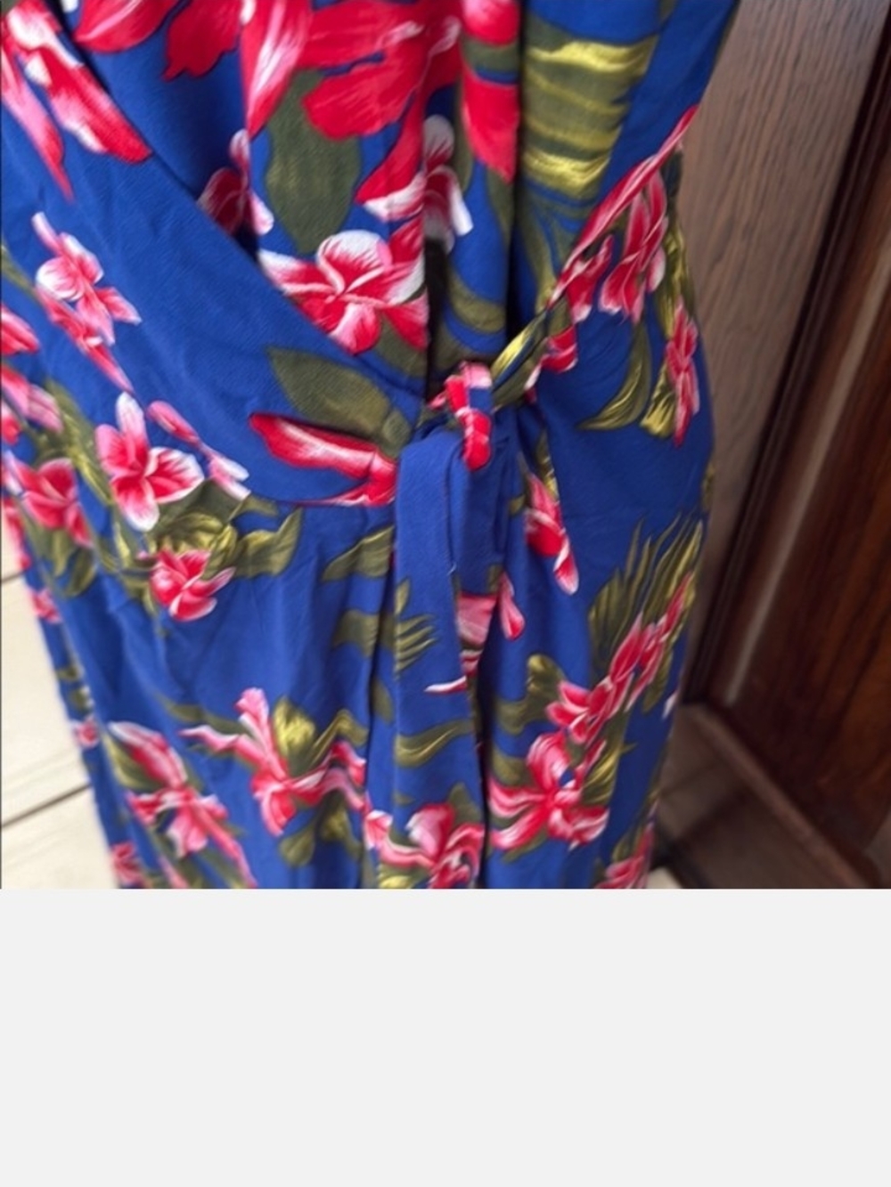 Tommy Hilfiger Gently Used  Blue Floral Maxi Wrap Dress - Picture 4 of 4